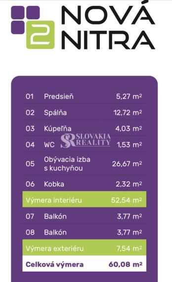 Luxusne zariadený 2-izbový byt s 2 balkónmi - Nová Nitra