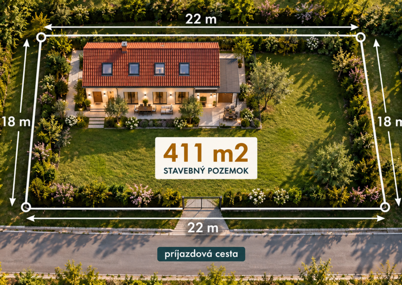 Pozemok s rozostavaným domom so stavebným povolením - 411 m²