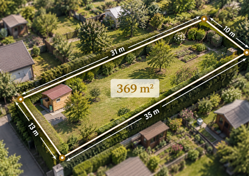 ZÁHRADKA S CHATKOU, studňa, WC, kôlnička, Krškany, 369 m²